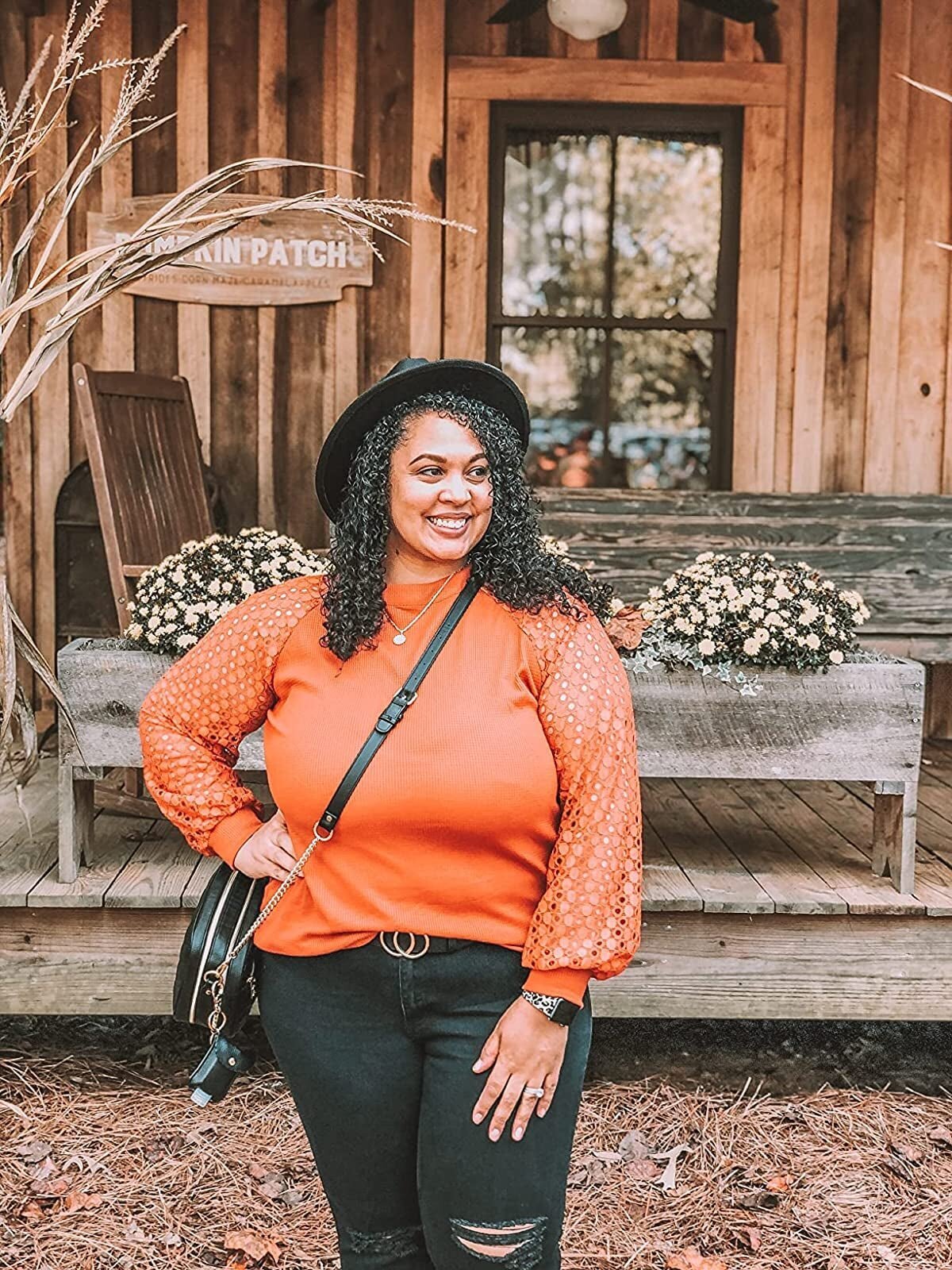 A breezy top with lacy sleeves