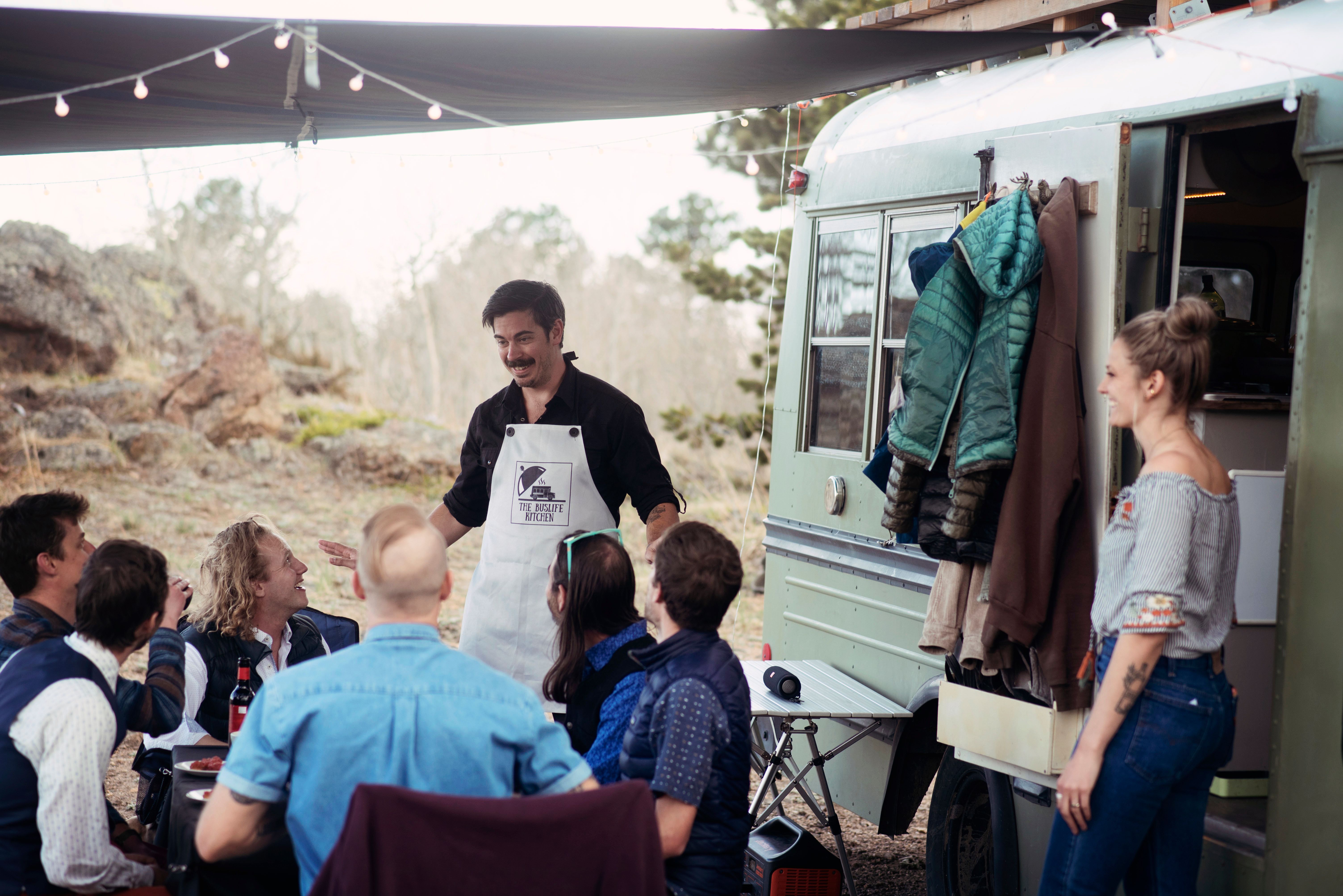 The author hosting a dinner party.